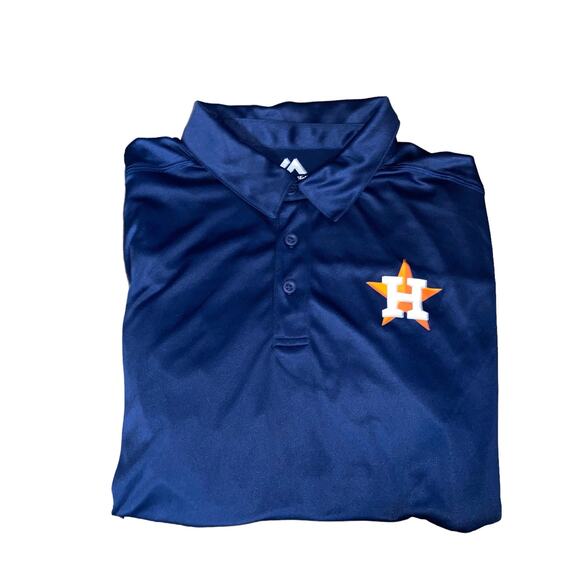 Majestic Houston Astros MLB Baseball Polo Shirt XL navy with chest logo NWTs - Picture 1 of 7